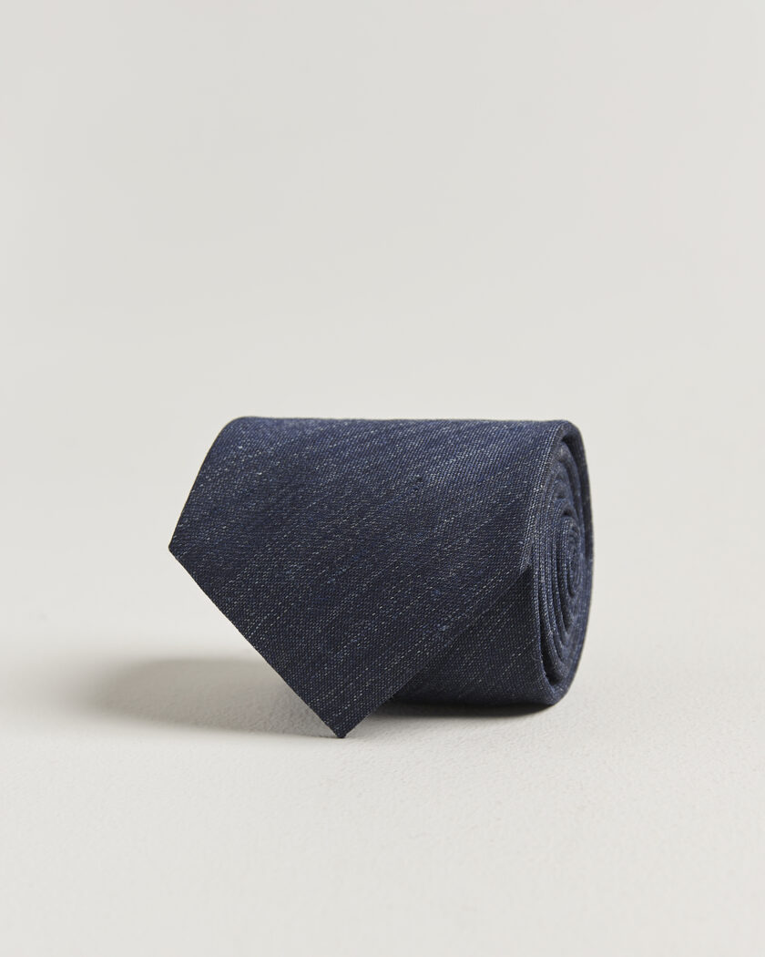 Eton Linen Silk Tie Navy Blue – Blu