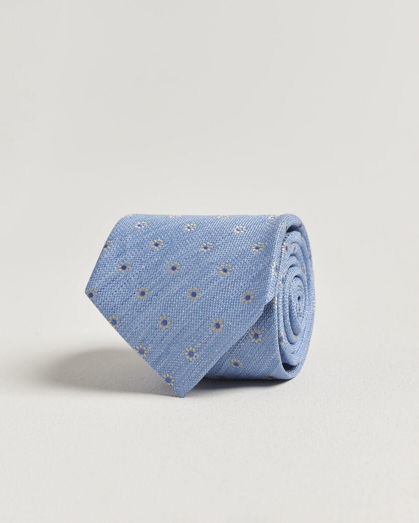 Eton Floral Linen Silk Tie Light Blue – Blu