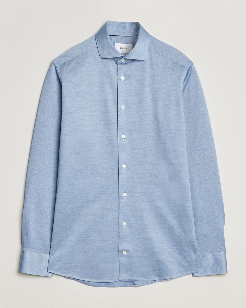 Eton Filo di Scozia Knitted Shirt Light Blue – Blu