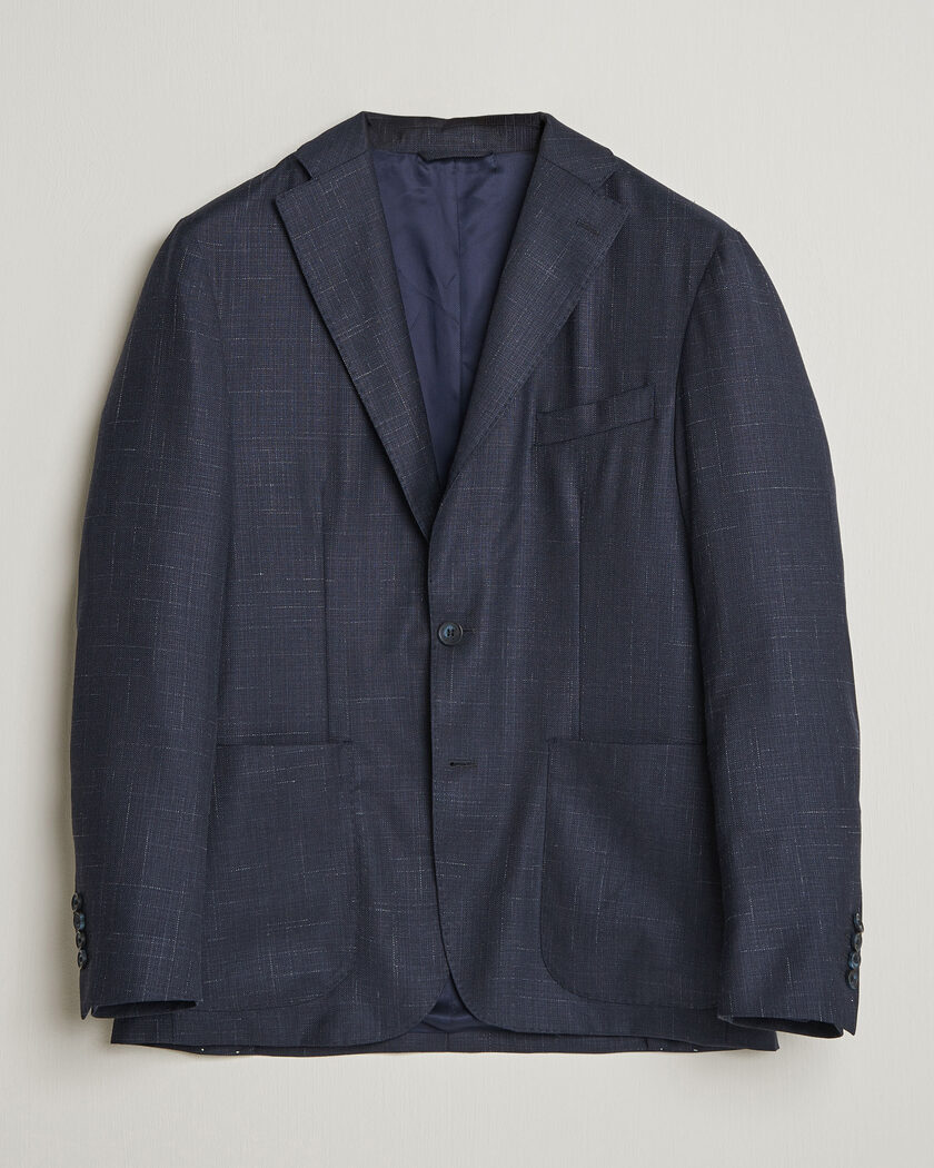 Eton Wool Silk Soft Blazer Navy Blue – Blu