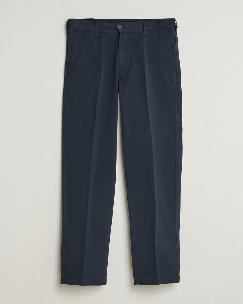 Drake's Peached Flat Front Cotton Chino Navy – Blu