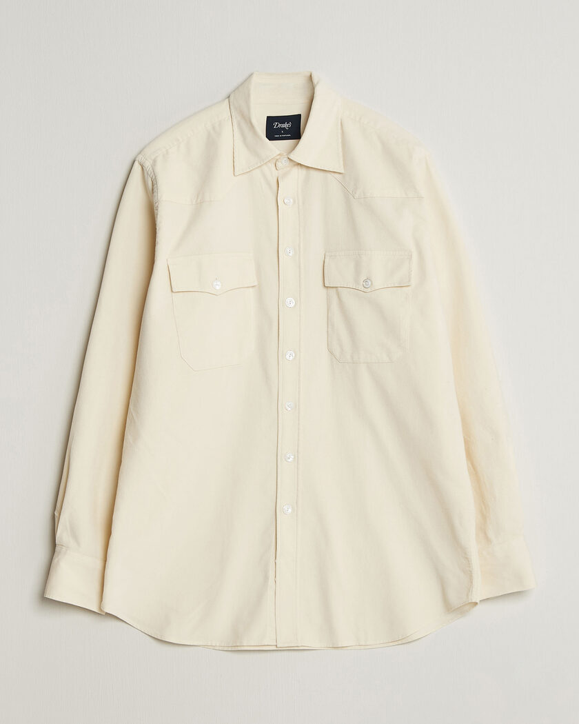 Drake's Needlecord Western Shirt White – Bianco