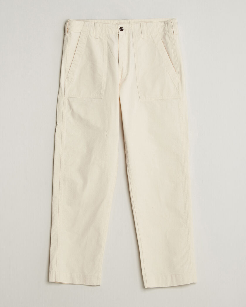 Drake's Twill Fatigue Trousers Ecru – Bianco