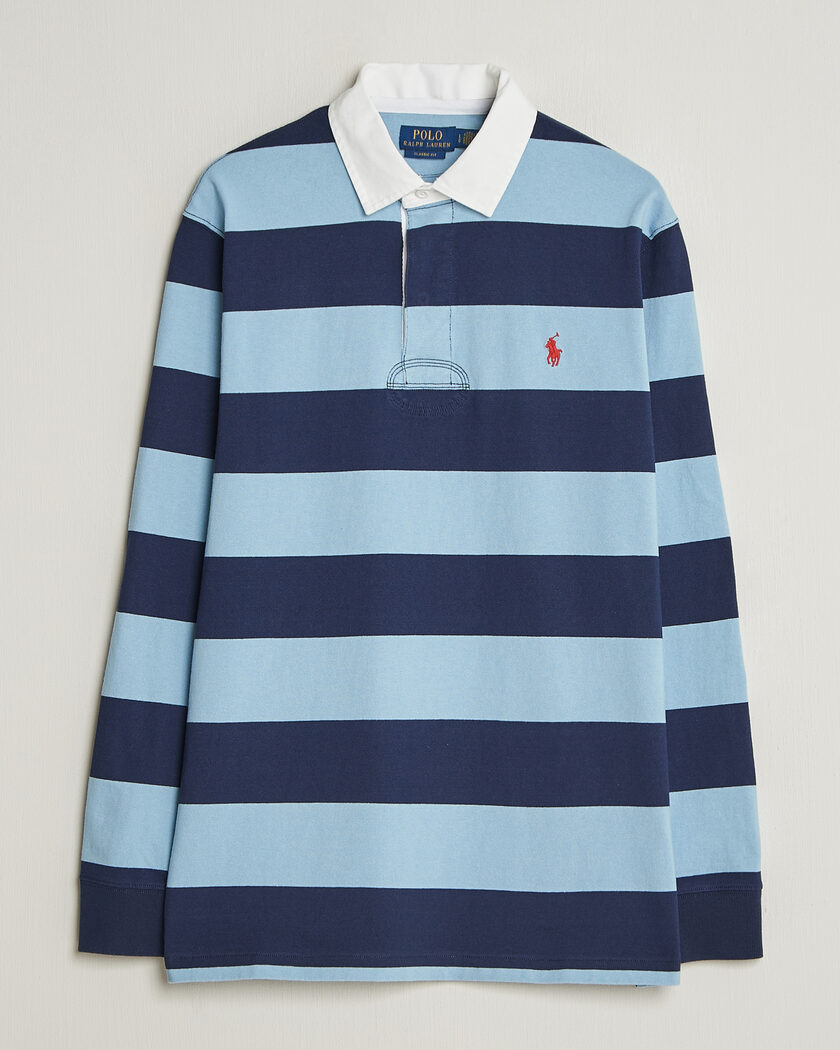 Polo Ralph Lauren Jersey Striped Rugger Powder Blue/Newport Navy – Blu