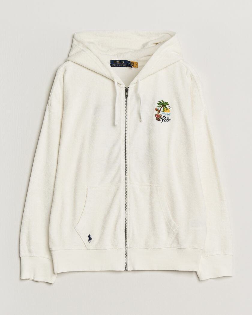 Polo Ralph Lauren Cotton Terry Printed Full-Zip Hoodie Nevis – Bianco