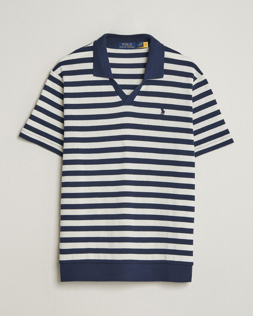 Polo Ralph Lauren Cotton Texture Striped Polo Newport Navy/Cream – Blu