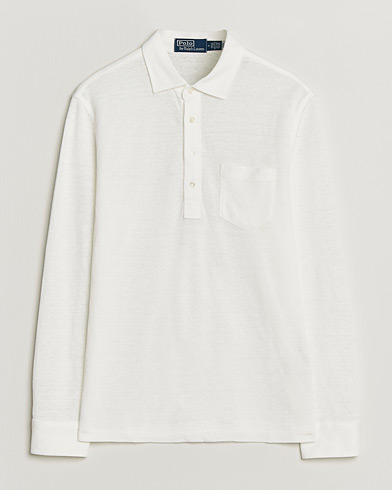 Polo Ralph Lauren Long Sleeve Linen Polo Deckwash White – Bianco