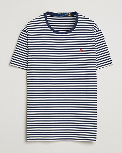 Polo Ralph Lauren Crew Neck Striped T-Shirt Newport Navy/White – Blu