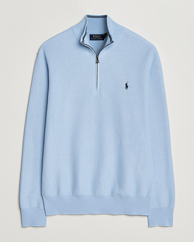 Polo Ralph Lauren Textured Half Zip Office Blue – Blu