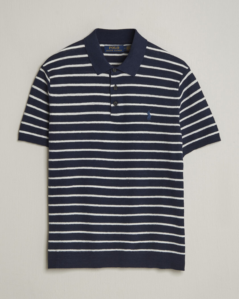 Polo Ralph Lauren Cotton Blend Striped Polo Bright Navy Combo – Blu