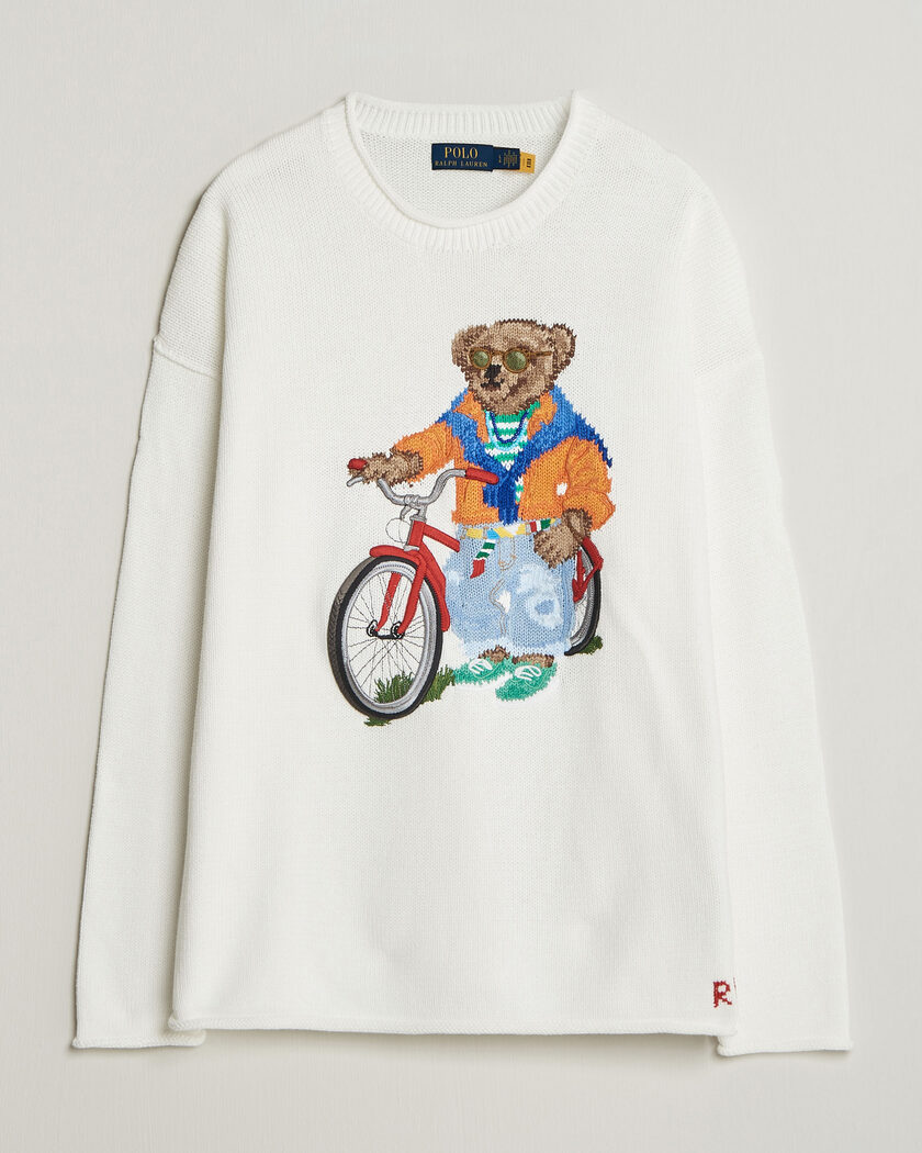 Polo Ralph Lauren Cotton Bear Sweater Deckwash White – Bianco