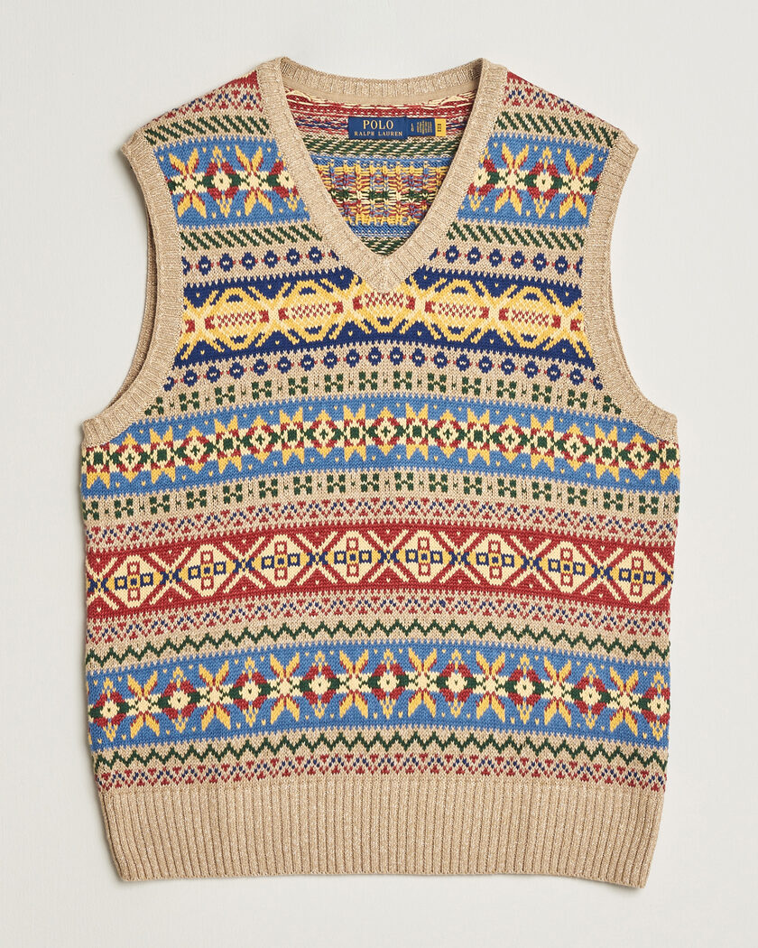 Polo Ralph Lauren Cotton Linen Blend Vest Tan Combo – Marrone