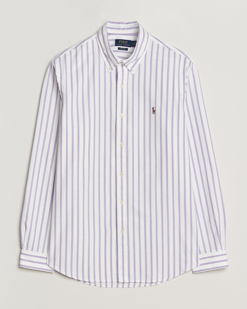 Polo Ralph Lauren Custom Fit Striped Oxford Shirt Purple – Viola