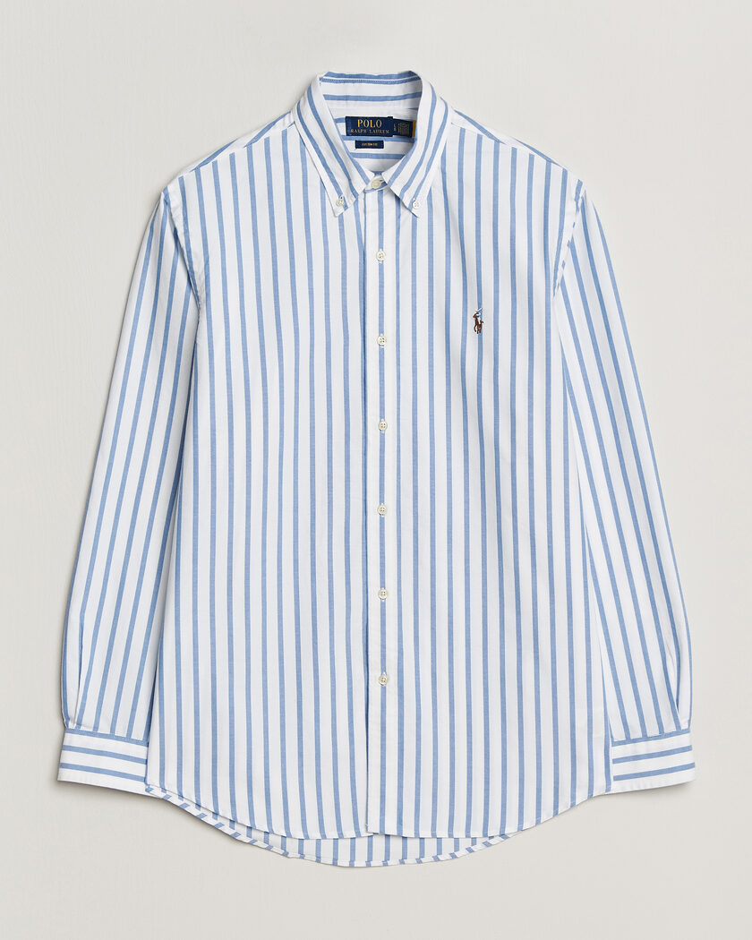 Polo Ralph Lauren Custom Fit Striped Oxford Shirt Blue – Blu