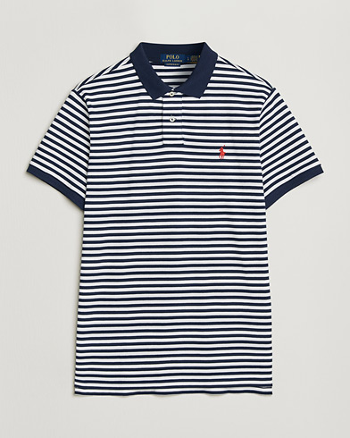 Polo Ralph Lauren Custom Slim Fit Striped Polo Navy/White – Blu