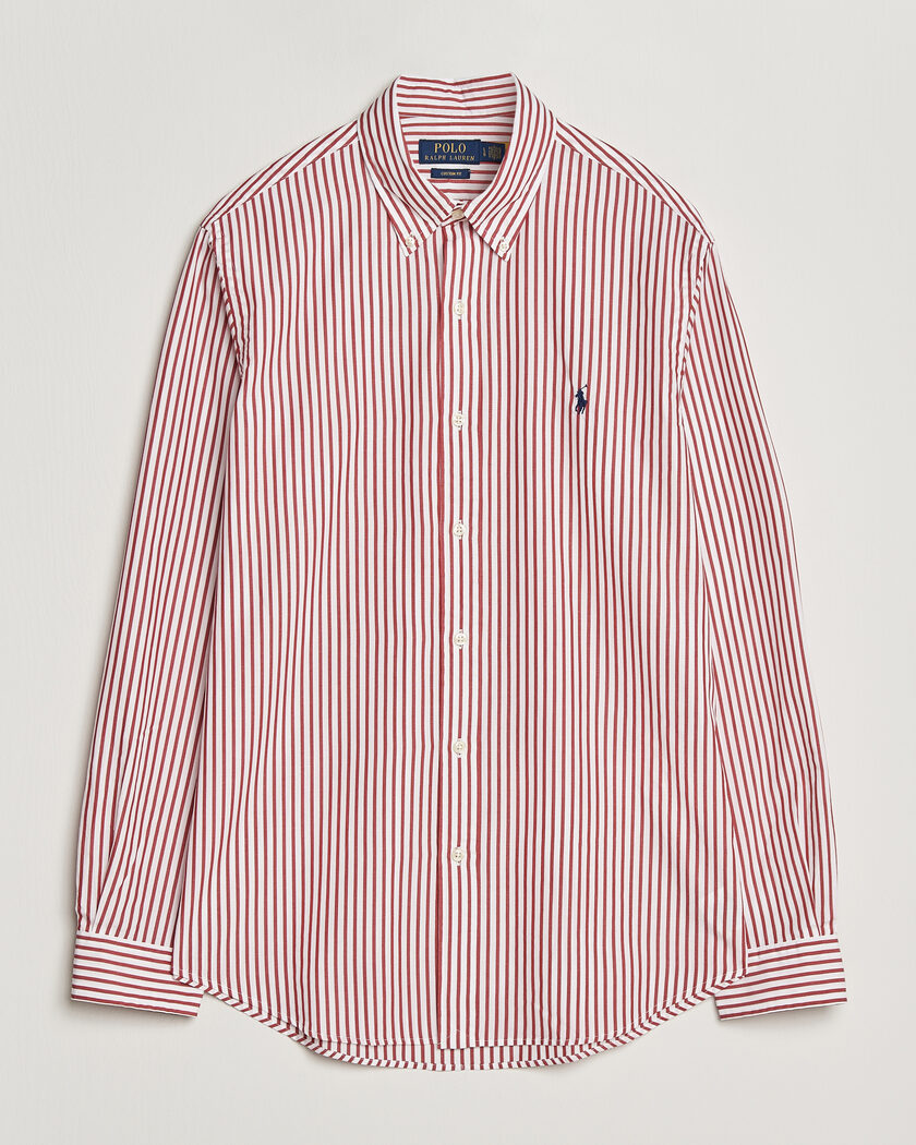 Polo Ralph Lauren Custom Fit Poplin Striped Shirt Bristol Red – Rosso