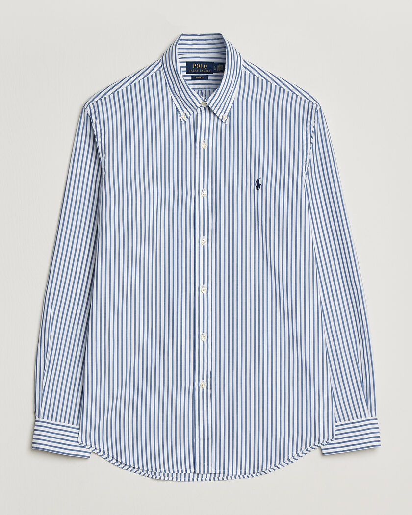 Polo Ralph Lauren Custom Fit Poplin Striped Shirt Blue – Blu