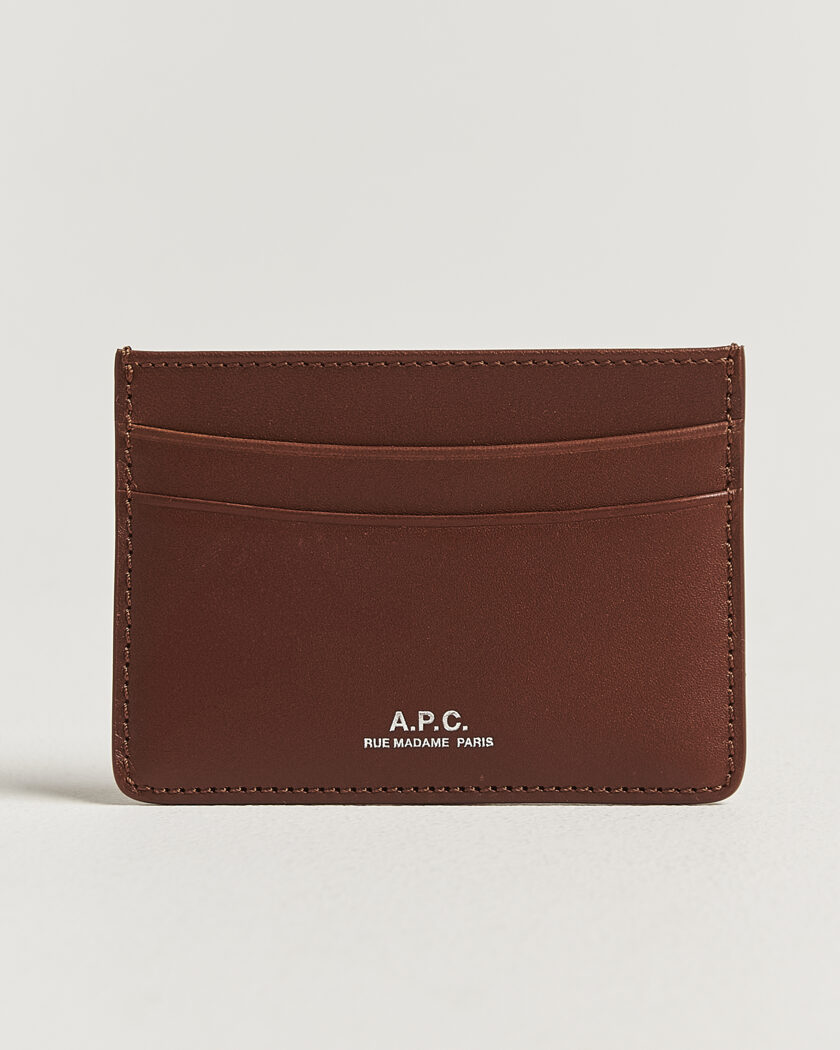 A.P.C. Calf Leather Card Holder Hazelnut – Marrone
