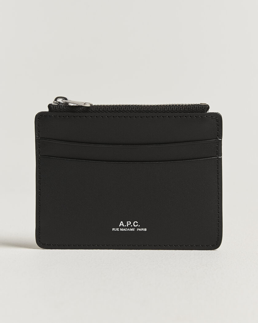 A.P.C. Zip Calf Leather Card Holder Black – Nero
