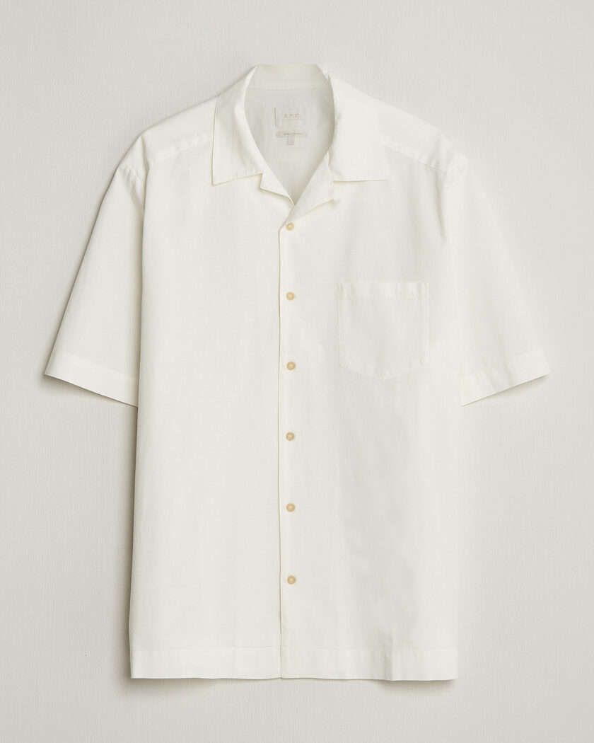 A.P.C. Jude Cotton/Linen Short Sleeve Shirt White – Bianco