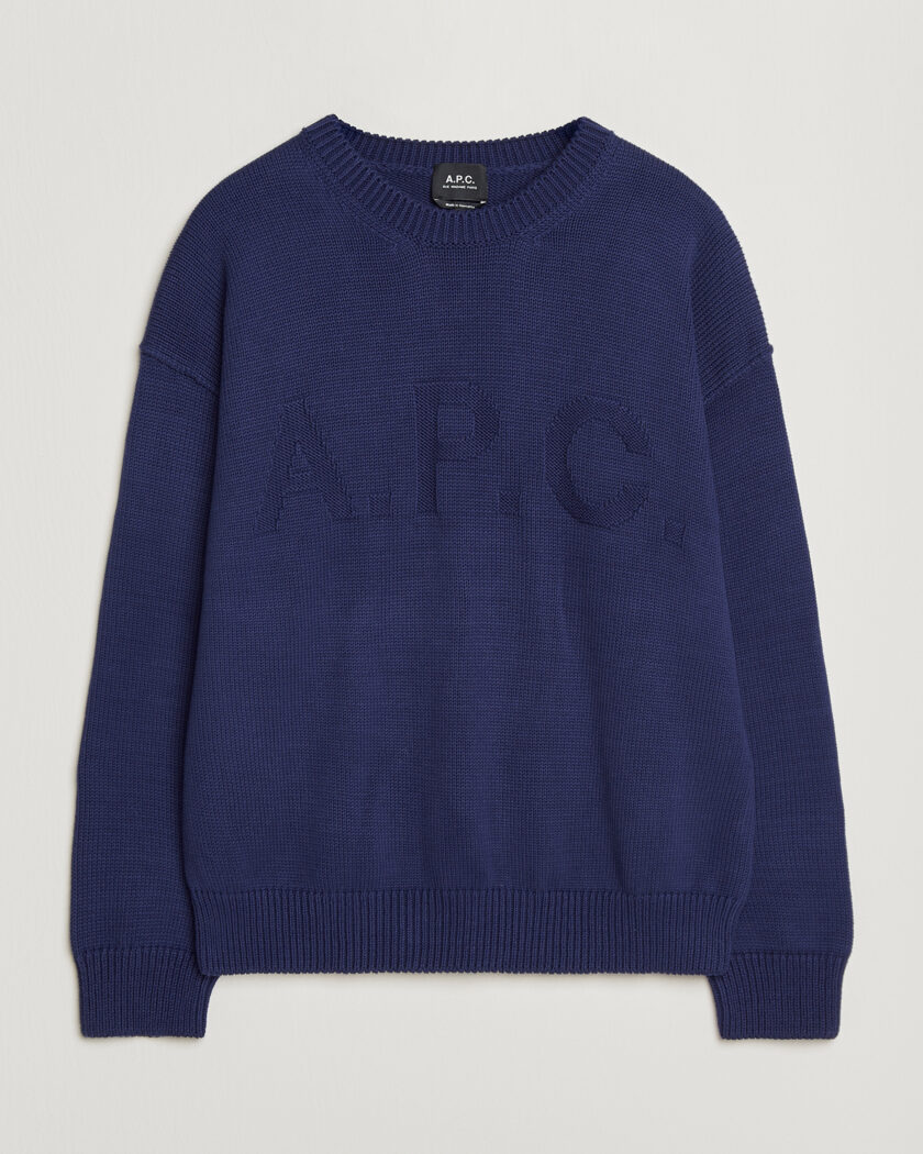 A.P.C. Leo Cotton Knitted Sweater Dark Blue – Blu
