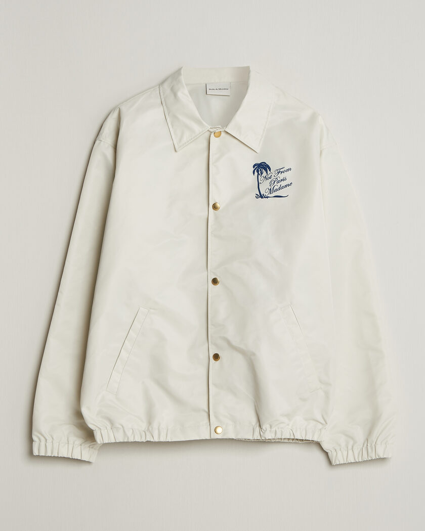 Drôle de Monsieur Palmier Slogan Coach Jacket Off White – Bianco