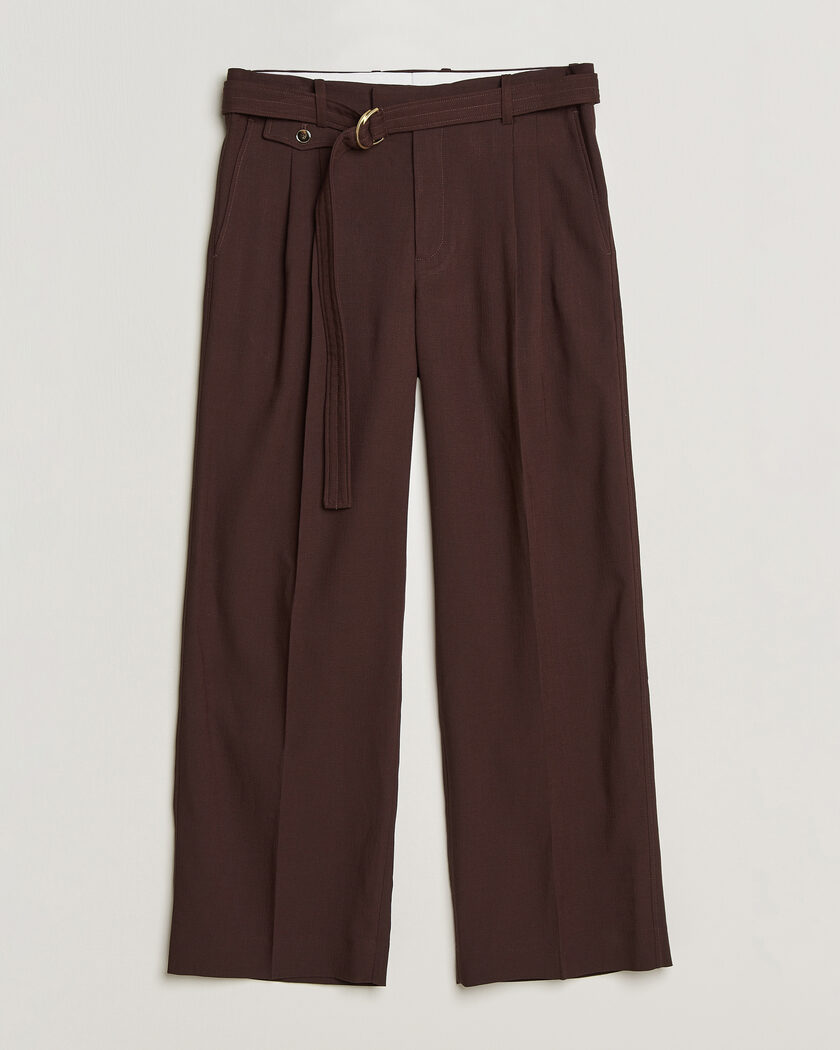 Drôle de Monsieur Viscose Pleated Trousers Brown – Marrone