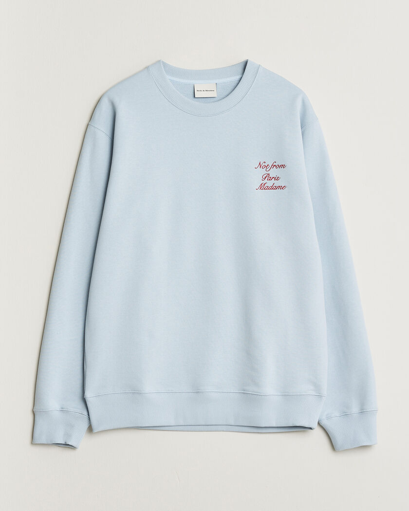 Drôle de Monsieur Slogan Cursive Sweatshirt Light Blue – Blu