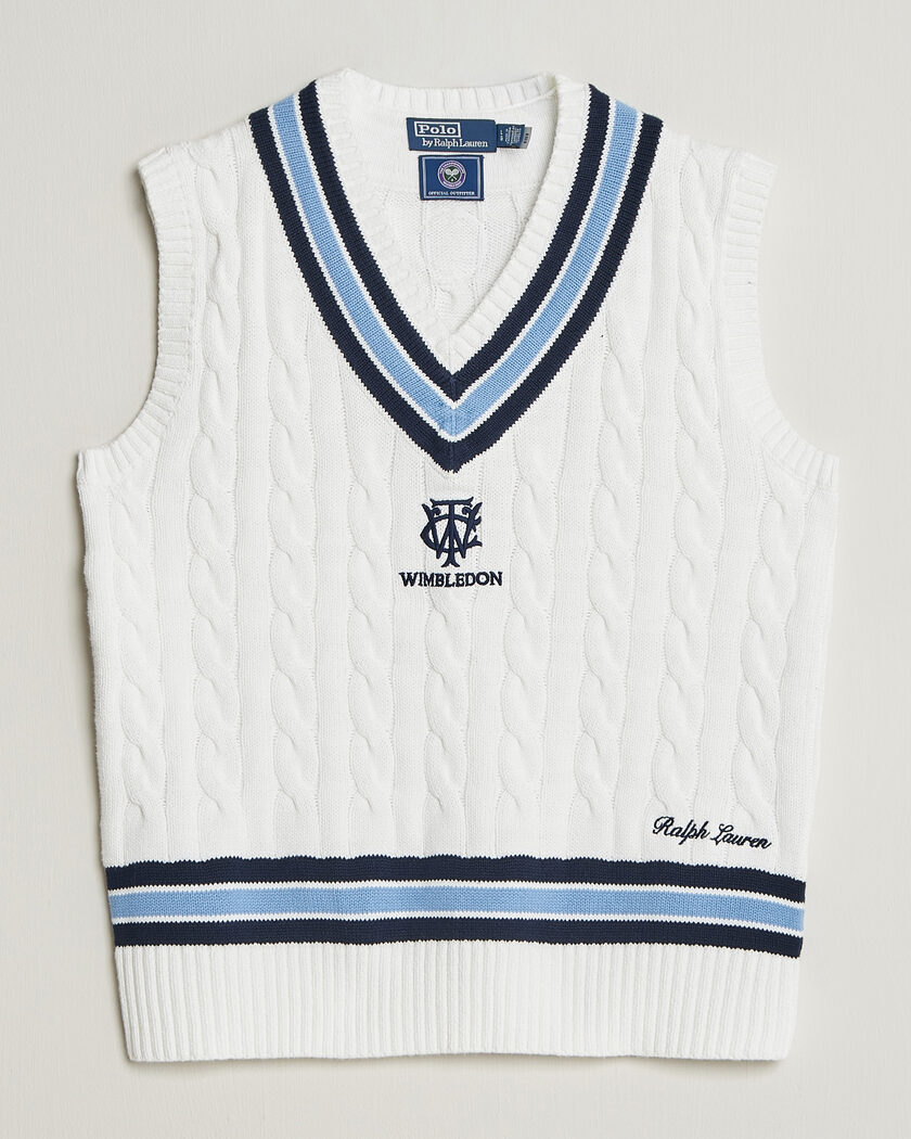 Polo Ralph Lauren Cotton Cable Vest Cream Combo – Bianco