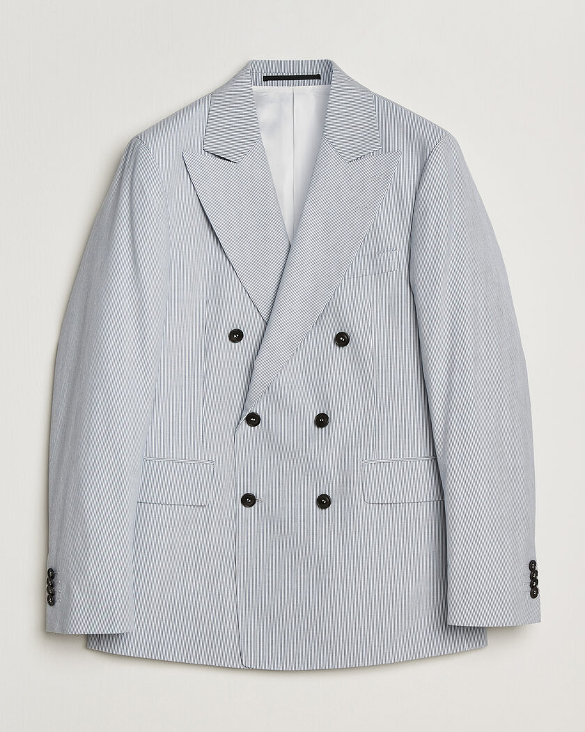 Tiger of Sweden Ease Cotton Double Breasted Blazer Thunder Blue – Blu