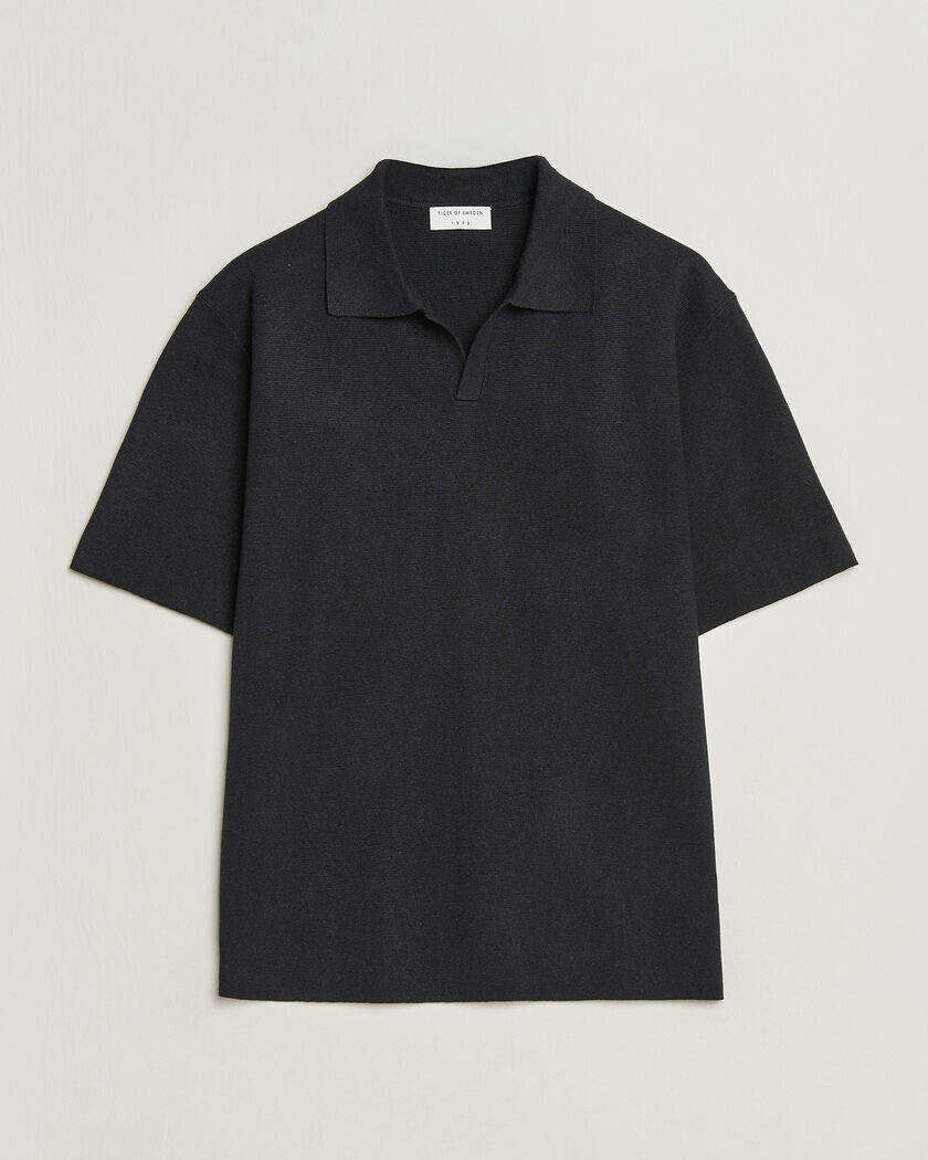 Tiger of Sweden Maelon Cotton/Linen Knitted Polo Black – Nero