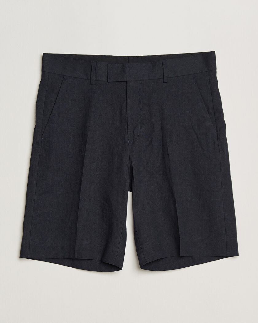 Tiger of Sweden Troy Pleated Linen Shorts Midnight Blue – Blu