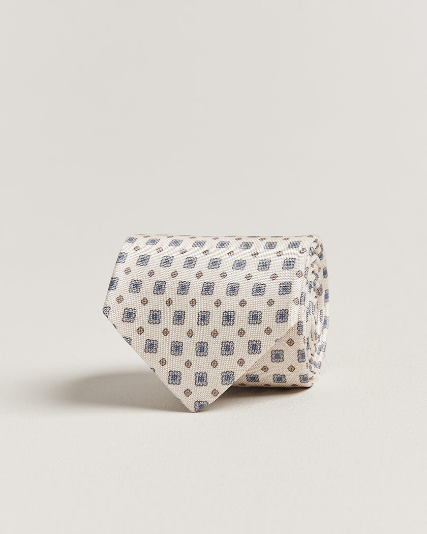 Amanda Christensen Silk Oxford 8cm Flower Tie Cream – Bianco