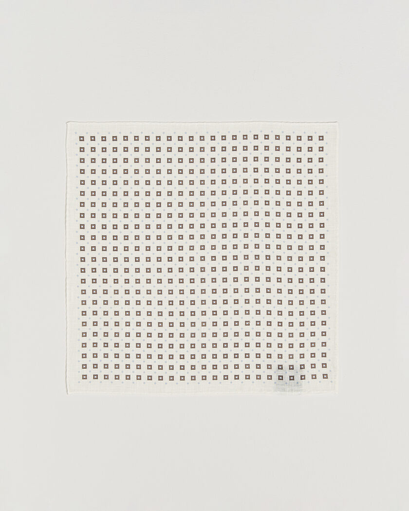 Amanda Christensen Linen Medallion Pocket Square Cream – Bianco