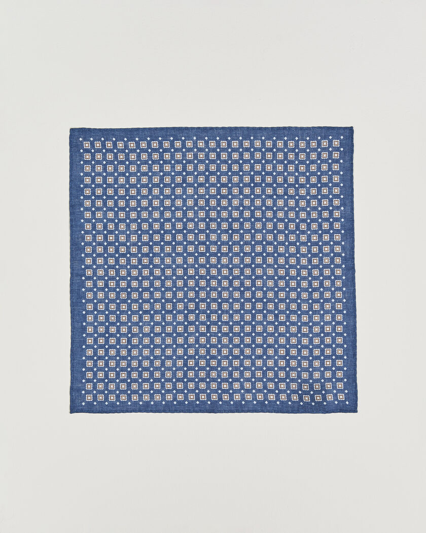 Amanda Christensen Linen Medallion Pocket Square Navy – Blu