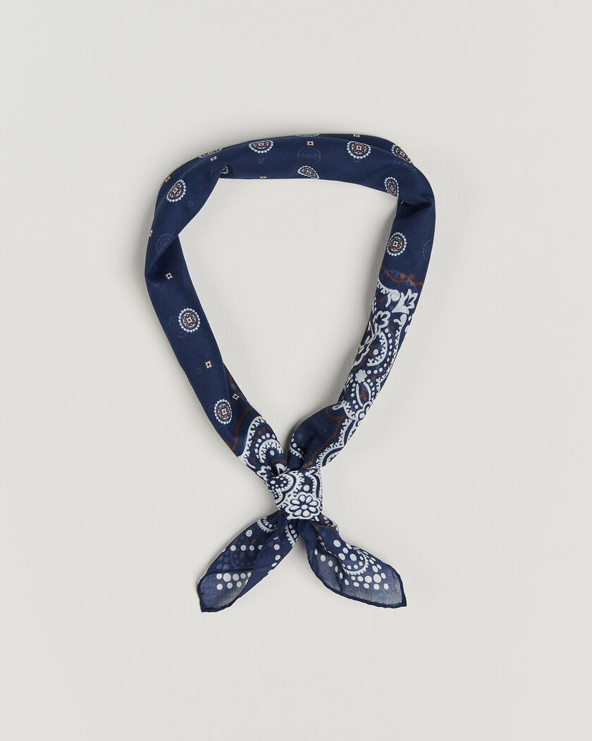 Amanda Christensen Cotton Voilé Medallion Bandana Navy – Blu