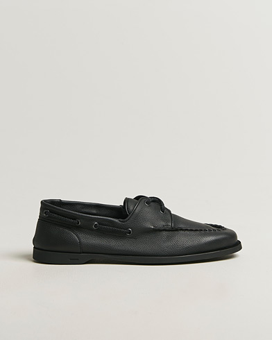 John Lobb Foil Boat Shoes Black Grain – Nero