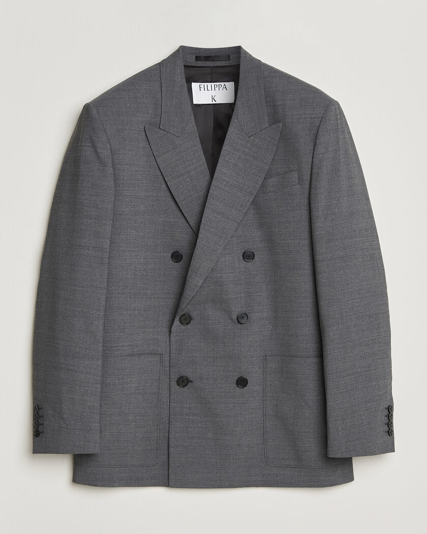 Filippa K Michael Wool Pinstriped Double Breasted Blazer Mid Grey – Grigio