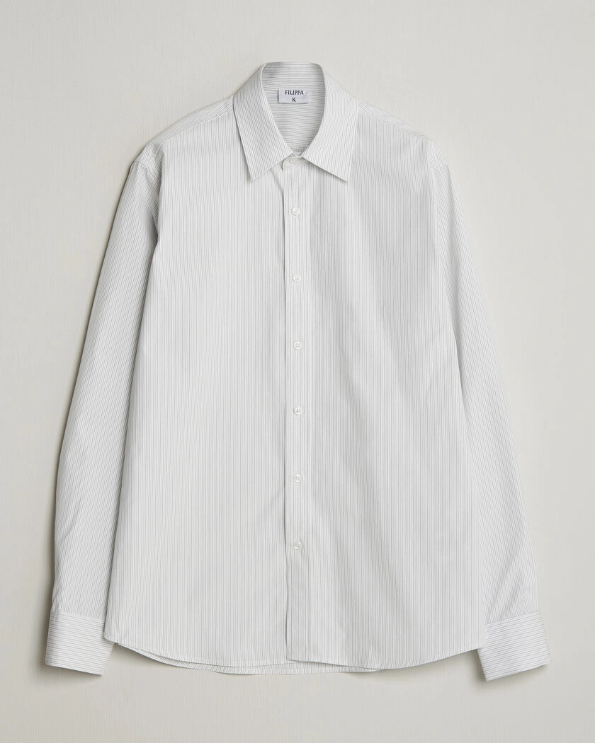 Filippa K Cotton Poplin Striped Shirt White/Black – Bianco