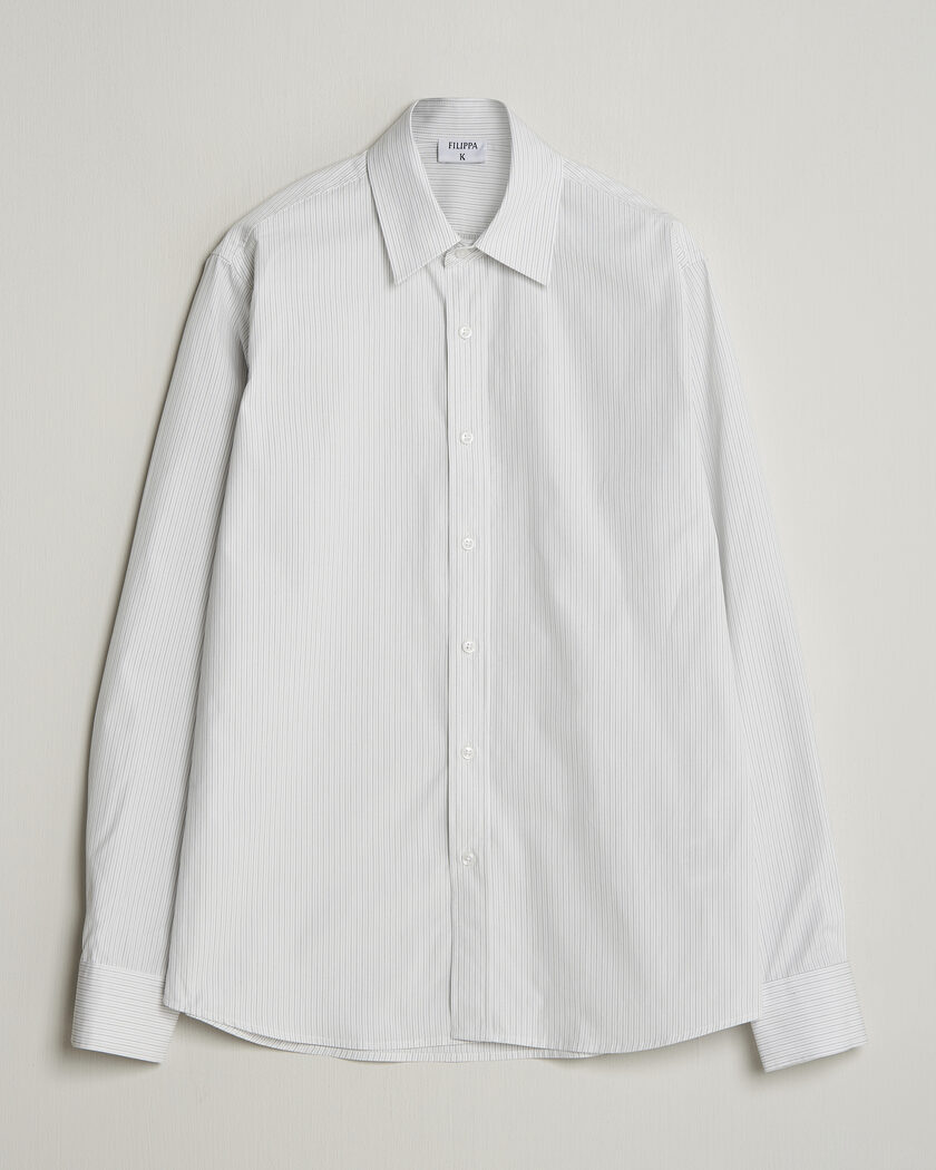 Filippa K Cotton Poplin Striped Shirt White/Black – Bianco