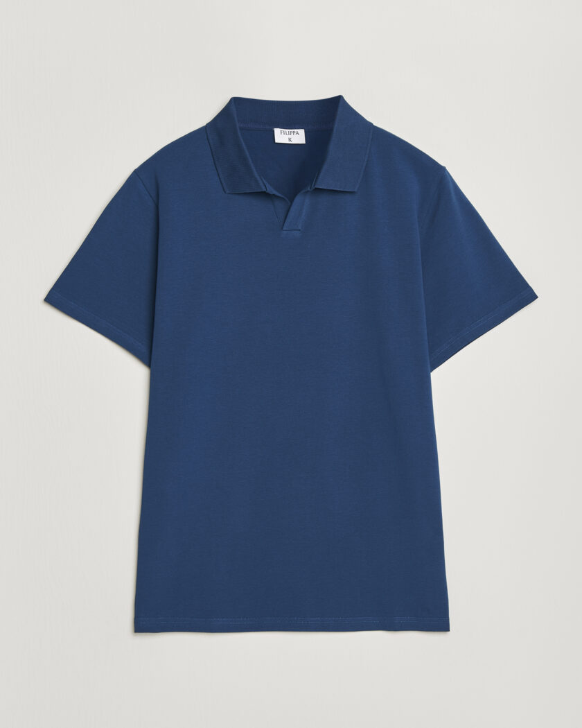 Filippa K Soft Lycra Polo T-Shirt Night Teal – Blu