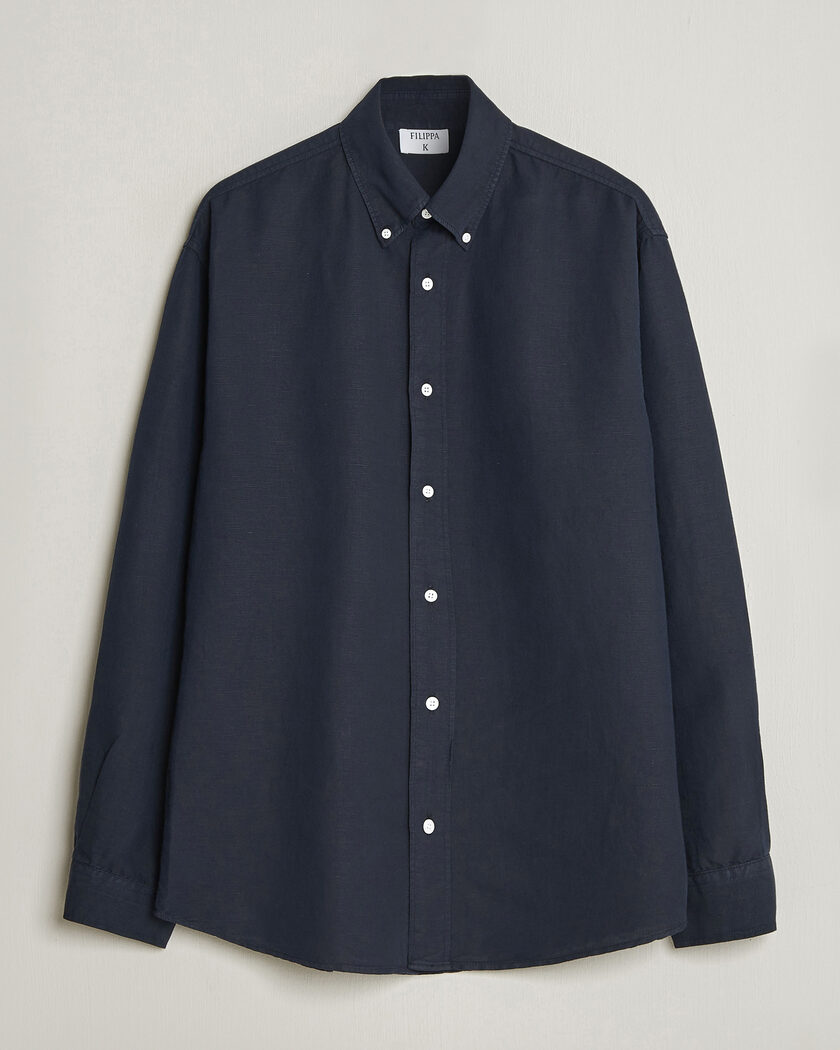 Filippa K Relaxed Cotton/Linen Shirt Navy – Blu