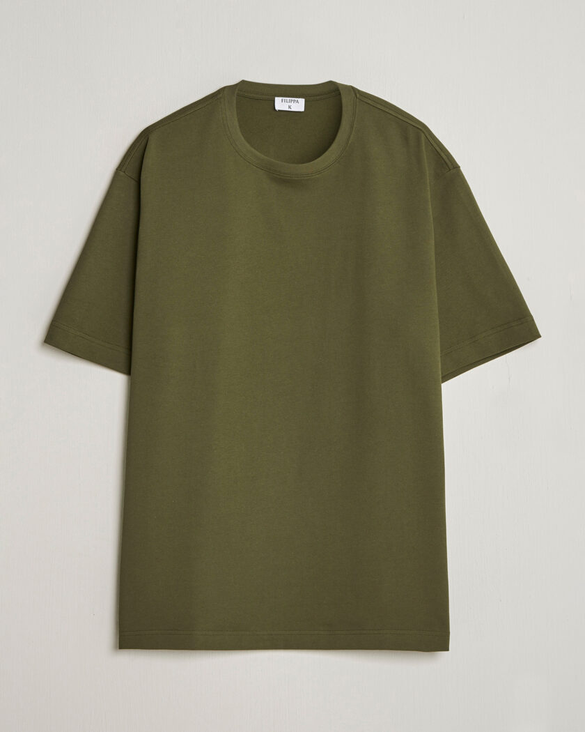 Filippa K Heavy Cotton Crew Neck T-Shirt Midnight Green – Verde