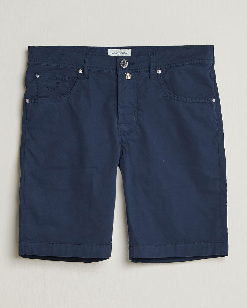 Jacob Cohën Nicolas Cotton Gabardine Shorts Navy – Blu