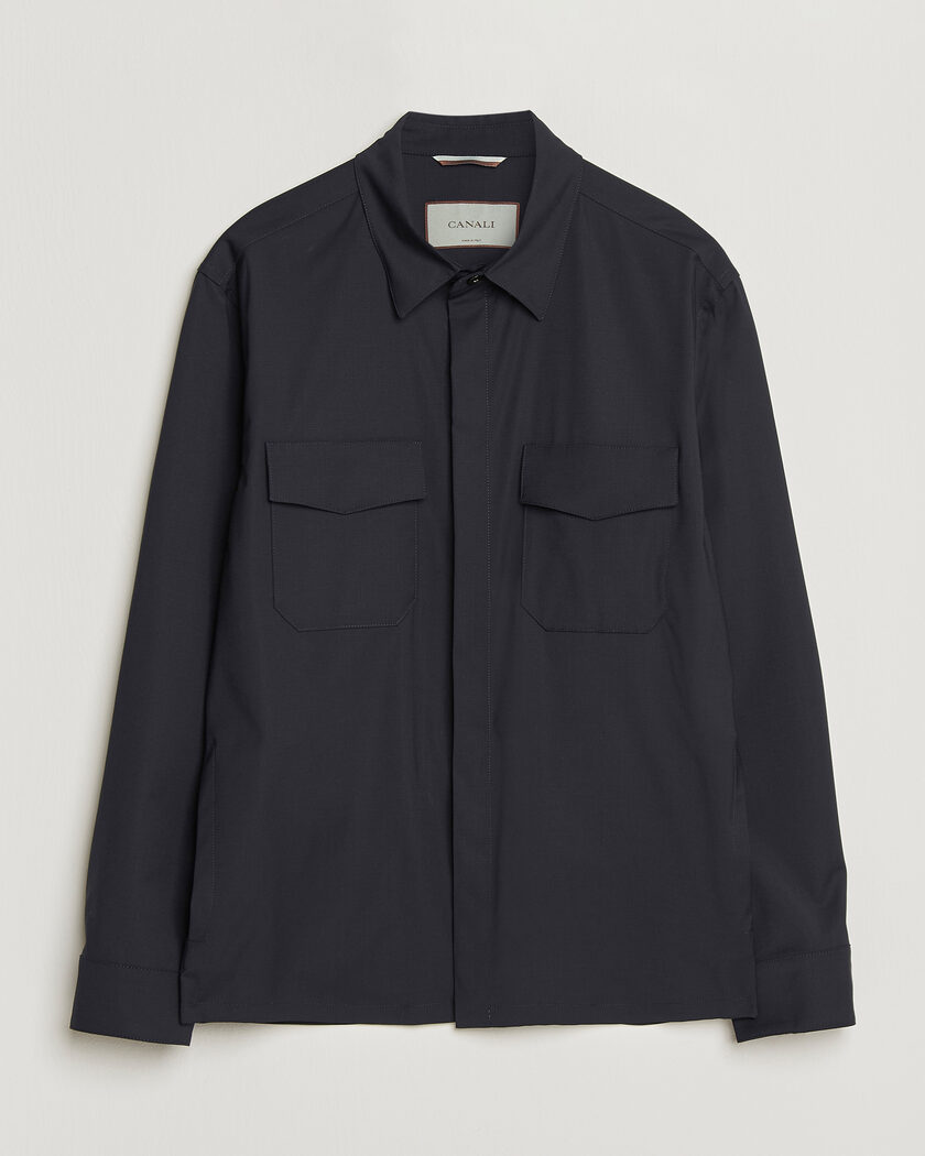 Canali Travel Wool Overshirt Navy – Blu