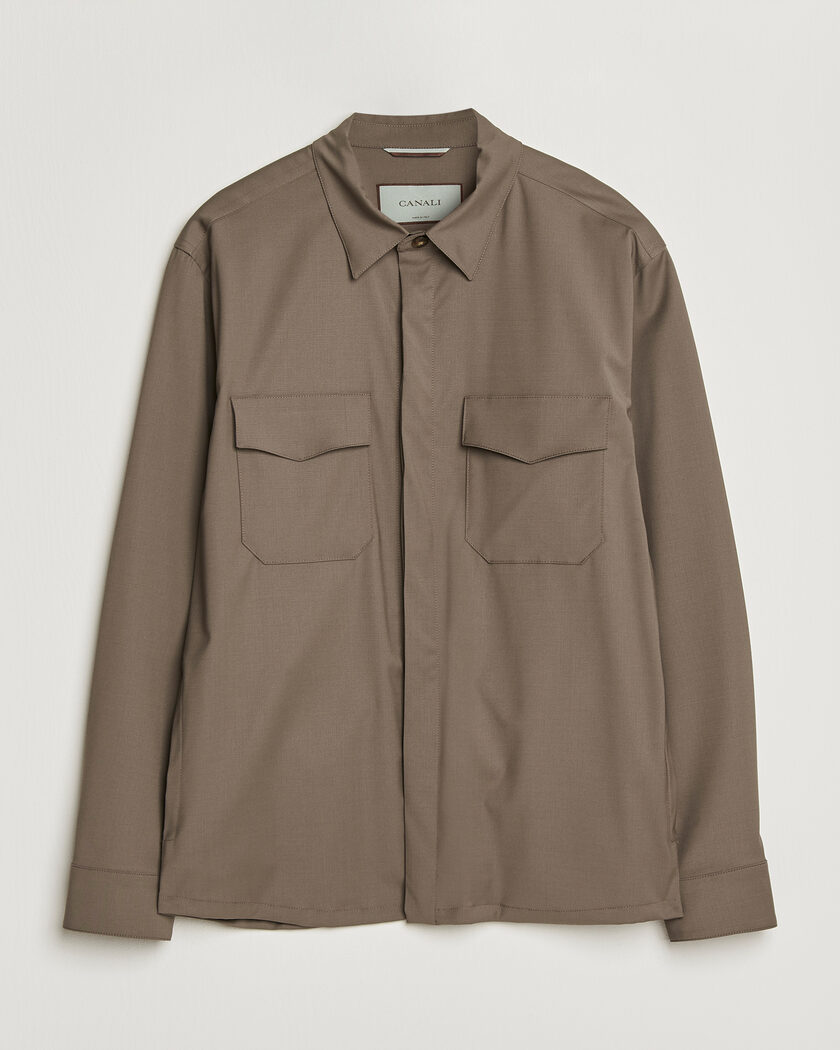 Canali Travel Wool Overshirt Brown – Marrone