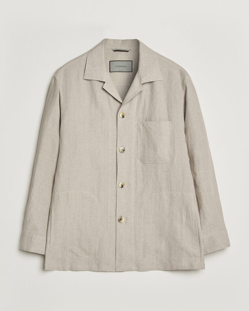 Canali Linen Shirt Jacket Beige – Beige