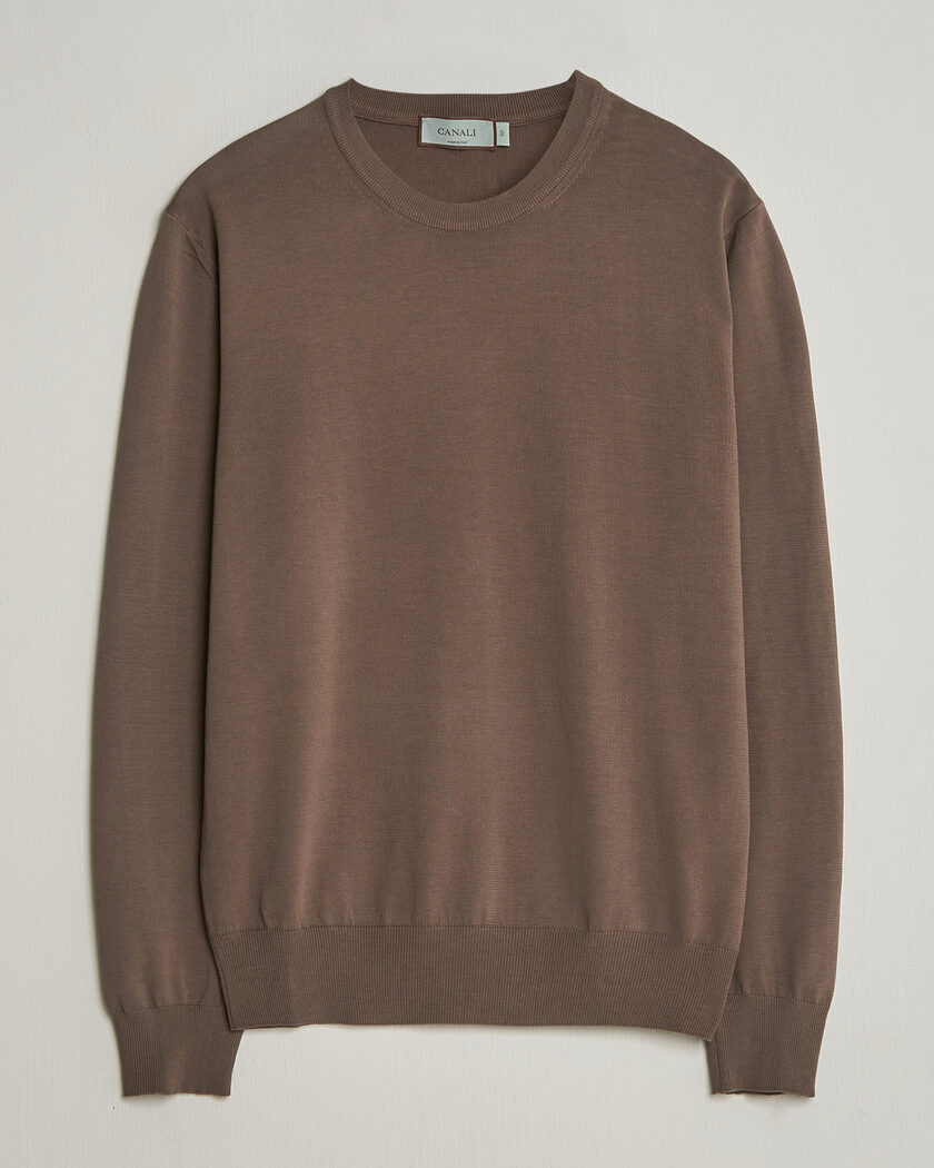 Canali Cotton Crew Neck Pullover Brown – Marrone