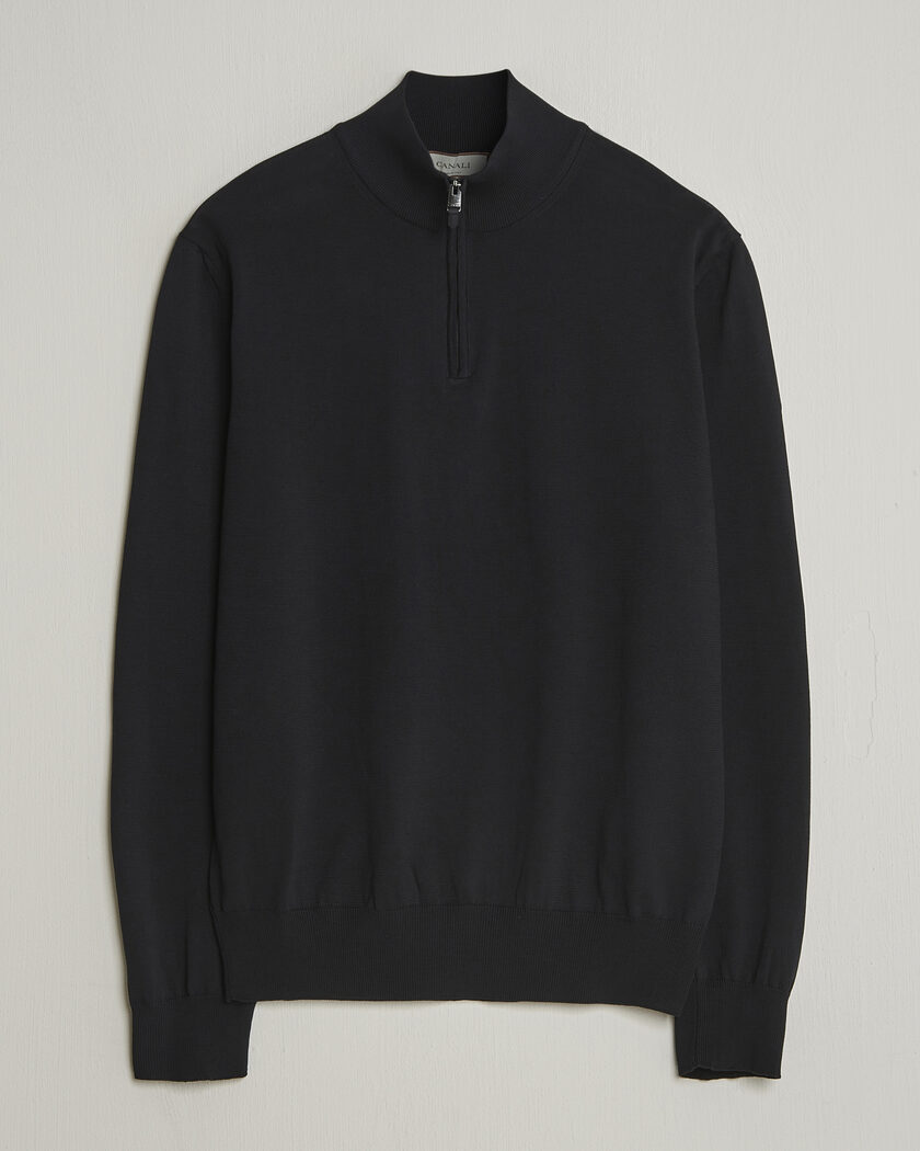 Canali Cotton Half Zip Black – Nero