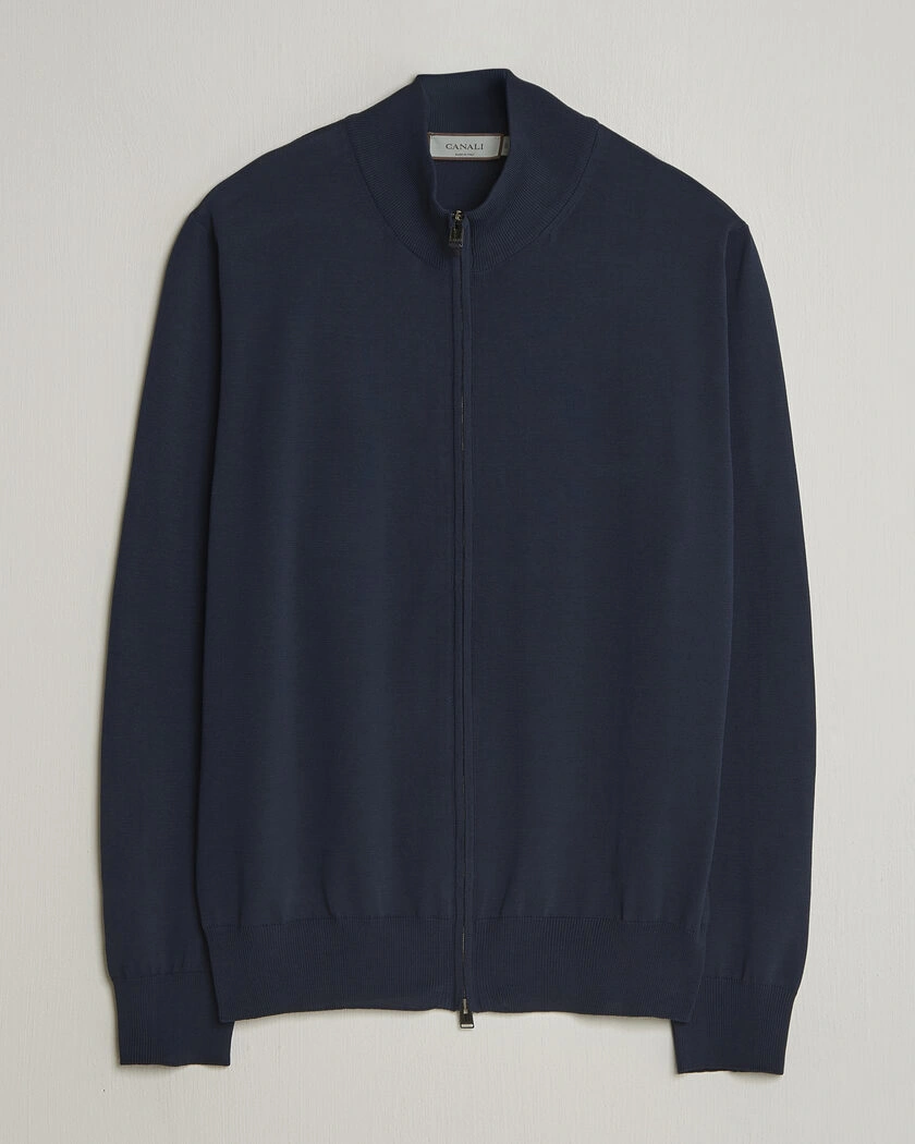 Canali Cotton Full Zip Navy – Blu